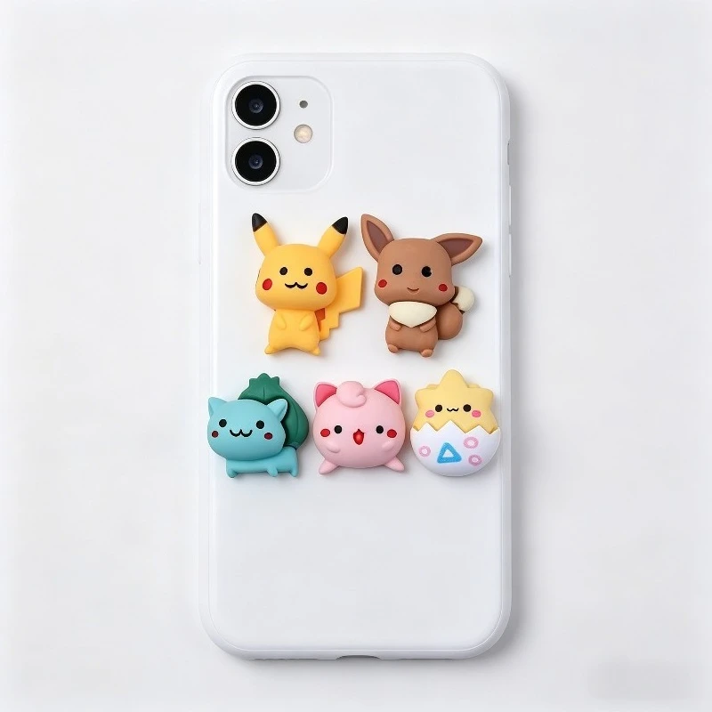 

Creative Pikachus Series 5PCS Resin Toy Cute Cartoon Character Kawaii Exquisite DIY Mobile Phone Shell Hairpin Paster Gift