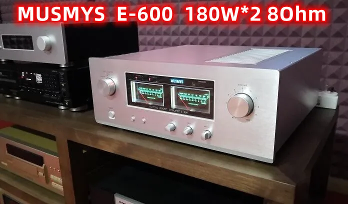 MUSMYS E-600 180W*2 with header merging machine power amplifier HIFI power amplifier, frequency : 20~20KHZ, S/N 117 DB