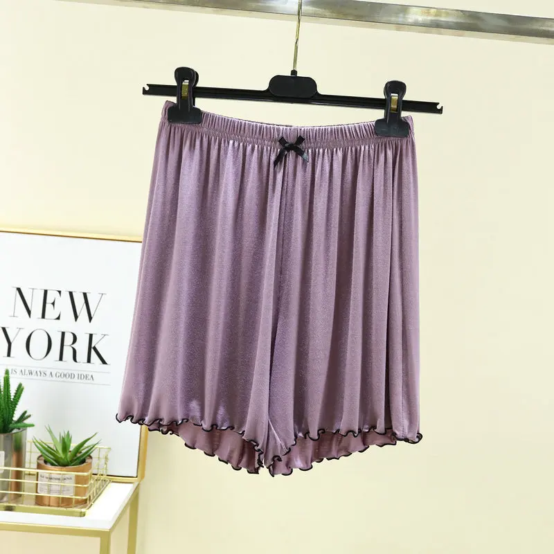 Pantaloncini con balza con fiocco a farfalla Pantaloni da casa antiscivolo a metà coscia Pantaloni larghi a vita alta Pantaloni da notte a gamba larga per la primavera estate