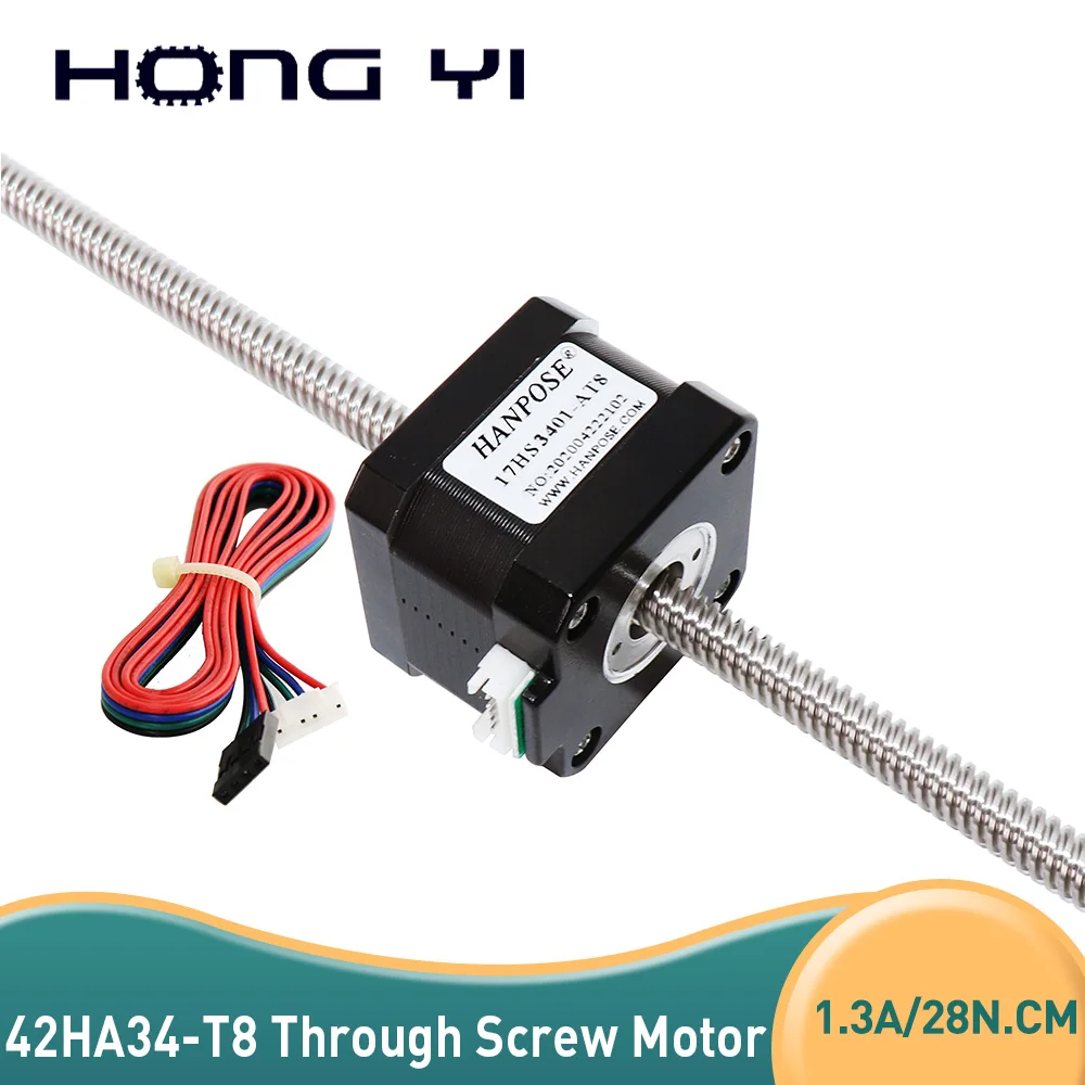 NEMA17 42HA34-T8*8 400MM 4-lead  stepper motor Penetration through-screw stepper motor 1.3A 28N.CM 3D printer accessories