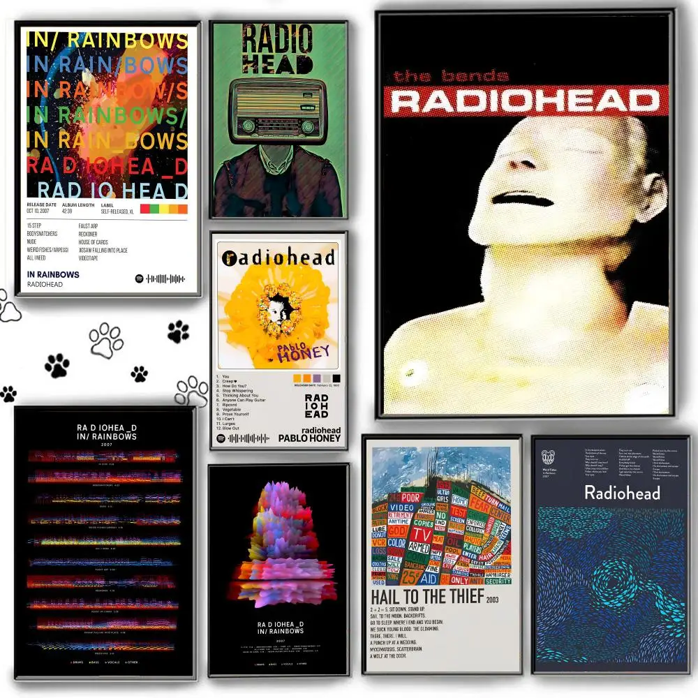 

S-S-Scandinavian Classic Vintage Rock Band Radiohead Poster HD Anime Hot Theme Singer/OST/Movie-Waterproof Self-Stick Home Decor