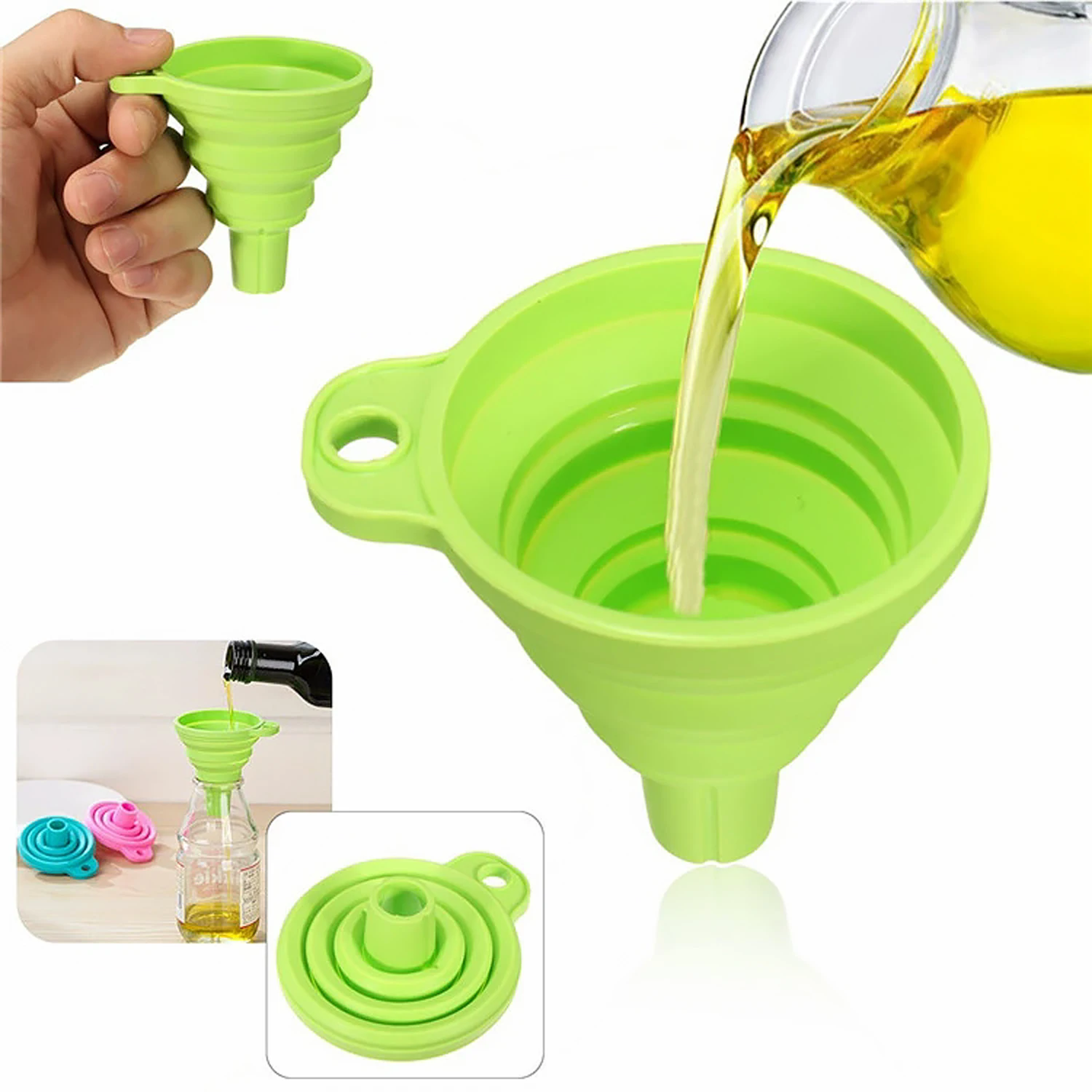 Silikontrichter, tragbarer Mini-Öltopftrichter, zusammenklappbar, tragbar, für Tanktrichter, Bier, Öl, Küchenzubehör, Werkzeuge