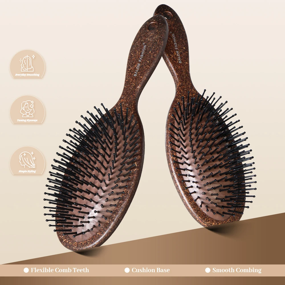 Wood Hair Brush Scalp Massage Comb For Dry And Wet Use Detangling Combs Women Hair Beauty Care Paddle Cushion Massage Brush