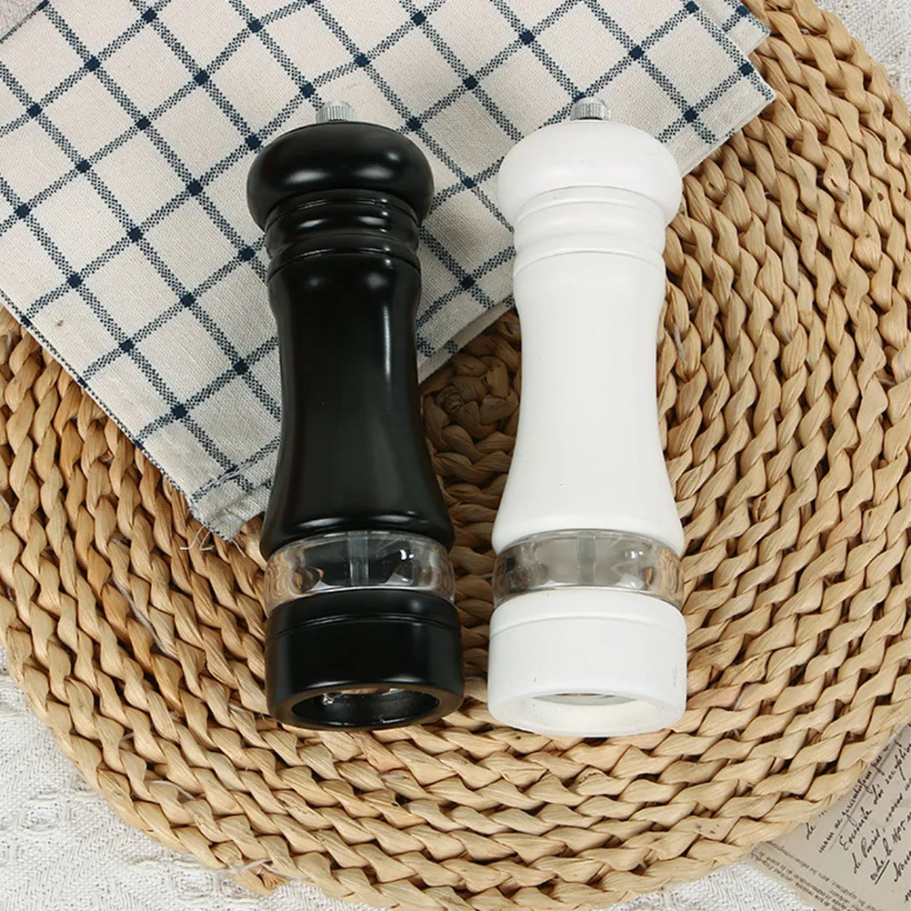 

6pcs 6 Inch Pepper Salt Mill Transparent Shaker Kitchen Gadgets Wood Handle Refillable Cumin Coarse Salt for Home