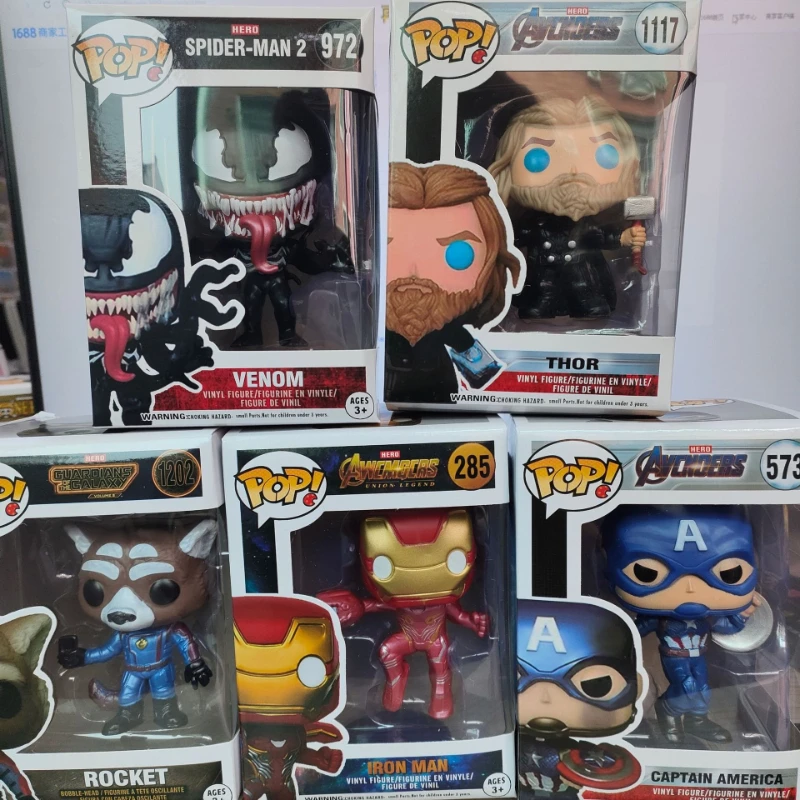 Figura Funko Pop de Venom, Iron Man, Capitán América, Raccoon y Thor, Modelo Coleccionable, Adorno, Regalo de Cumpleaños para Niño, Regalo de Navidad