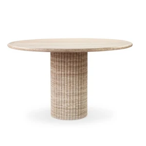 Carolf personalização pedra natural redonda cozinha sala móveis restaurante mármore travertino mesa de jantar superior 10 principais vendas mini mesa de cha - №10