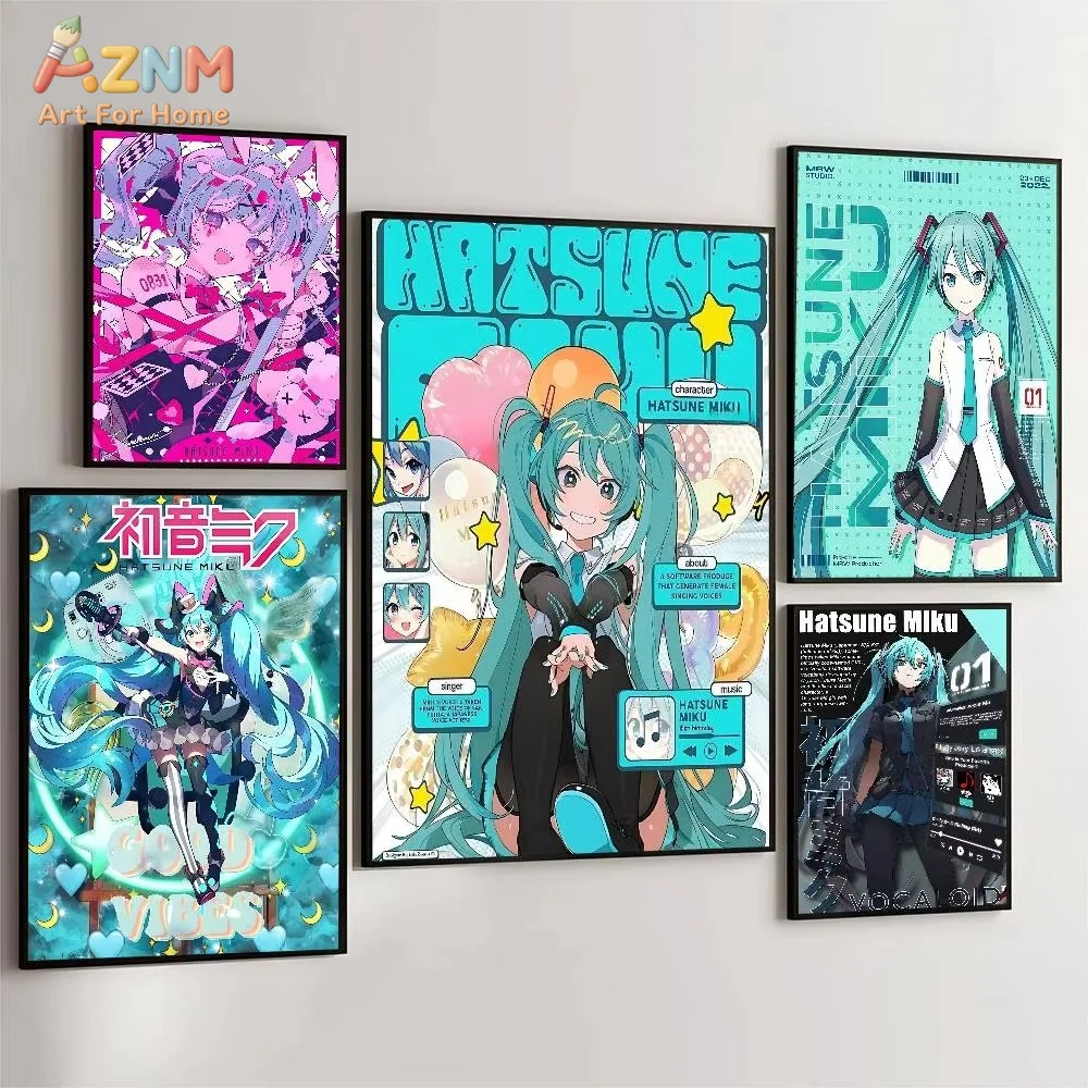 1 Stück Anime H-Hatsunes M-MikU klassisches Vintage-Poster, Wandkunst für Arbeitszimmer, Wohnzimmer, Dekoration