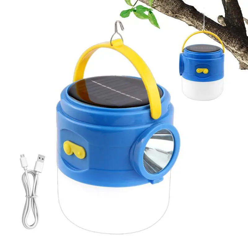 Camping Tent Lights Portable Tent Lantern Multifunctional Light Solar Powered & USB Charging Hangable LED Tent Lamp With 3 Light