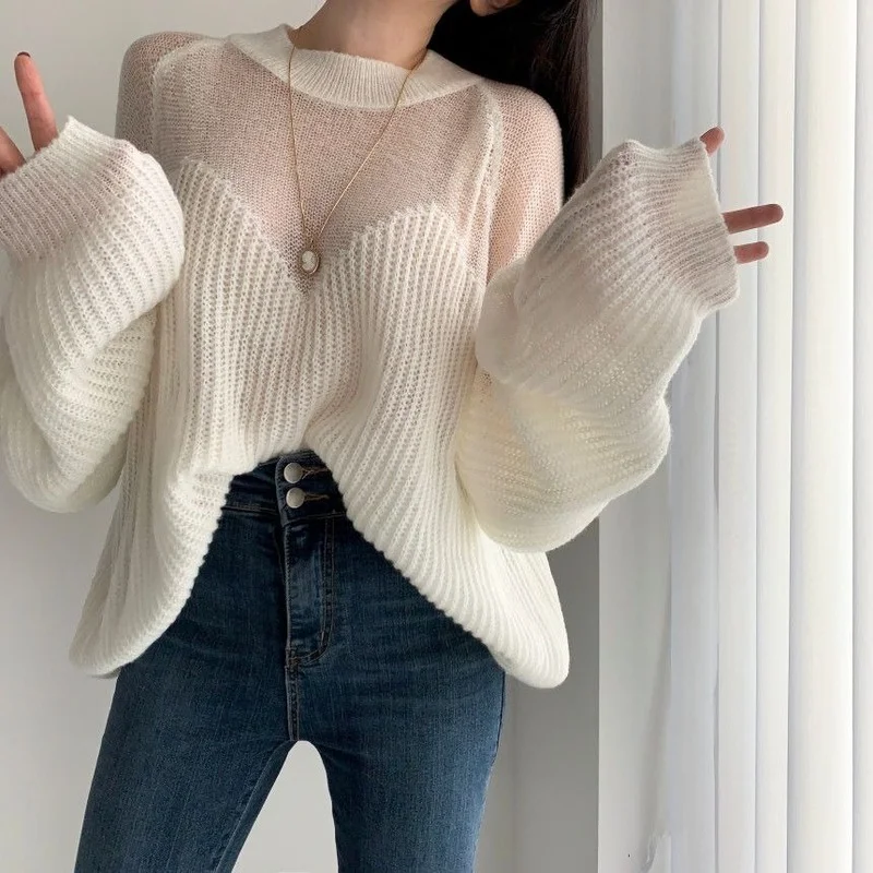 O Neck Loose Long Sleeve Pullover Sweaters Women Soft Thin Pull Femme Korean Style All Match Autumn 2024 Knitted Tops Women