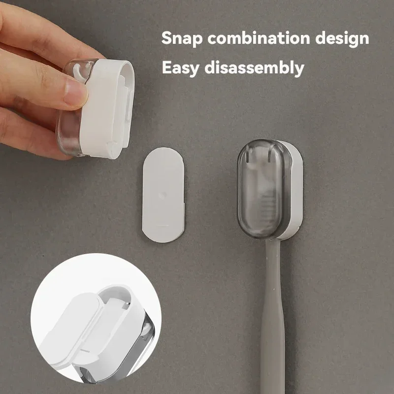 Nuevo soporte para cepillos de dientes sin polvo, innovador esencial para el hogar, soporte para cepillos de dientes a prueba de polvo, diseño elegante, característica montada en la pared