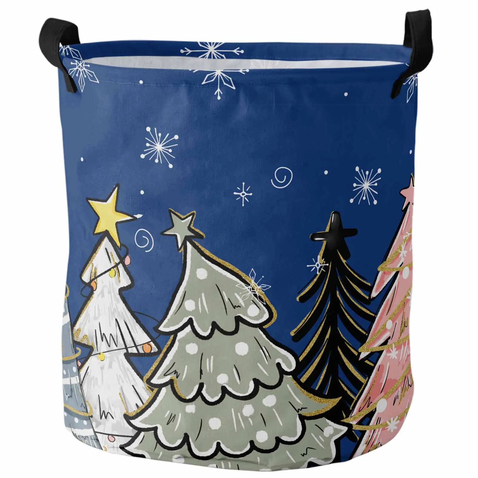 Christmas Tree, Hand-Painted, Laundry Basket Portable Foldable Household Laundry Storage Bag Oxford Cloth Dirty Clothes Basket