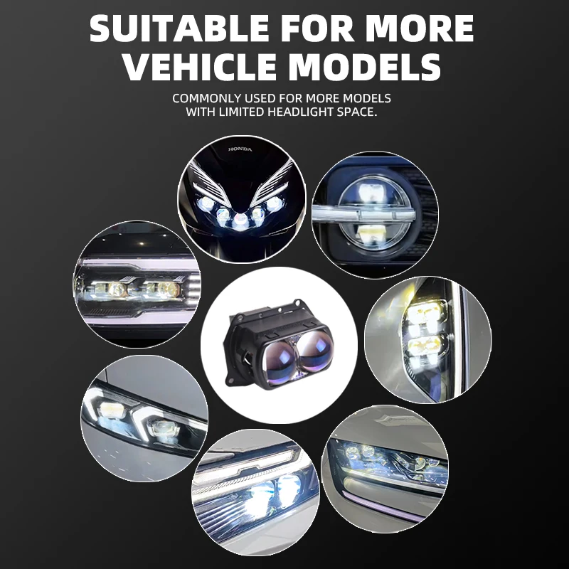 Sanvi LK2 68w Led Headlights Matrix Lens Four Lamp Cups Design Module 5500k Car Projector Lens  Accessories