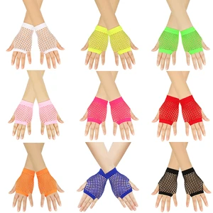 1 Paar weibliche Kurzfischnetzhandschuhe ohne Drücken Finger Punk Rock Handschuhe Fantasy Nachtclub Party heißes Glas Heiße Handschuhe heiß 6 Hauptverkäufe Tulle Handschuh - №4