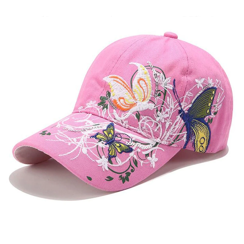 YOYOCORN Women Butterflies Flower Embroidery Caps Women Girl Sun Hats Casual Snapback Caps Women Baseball Cap Winter Autumn