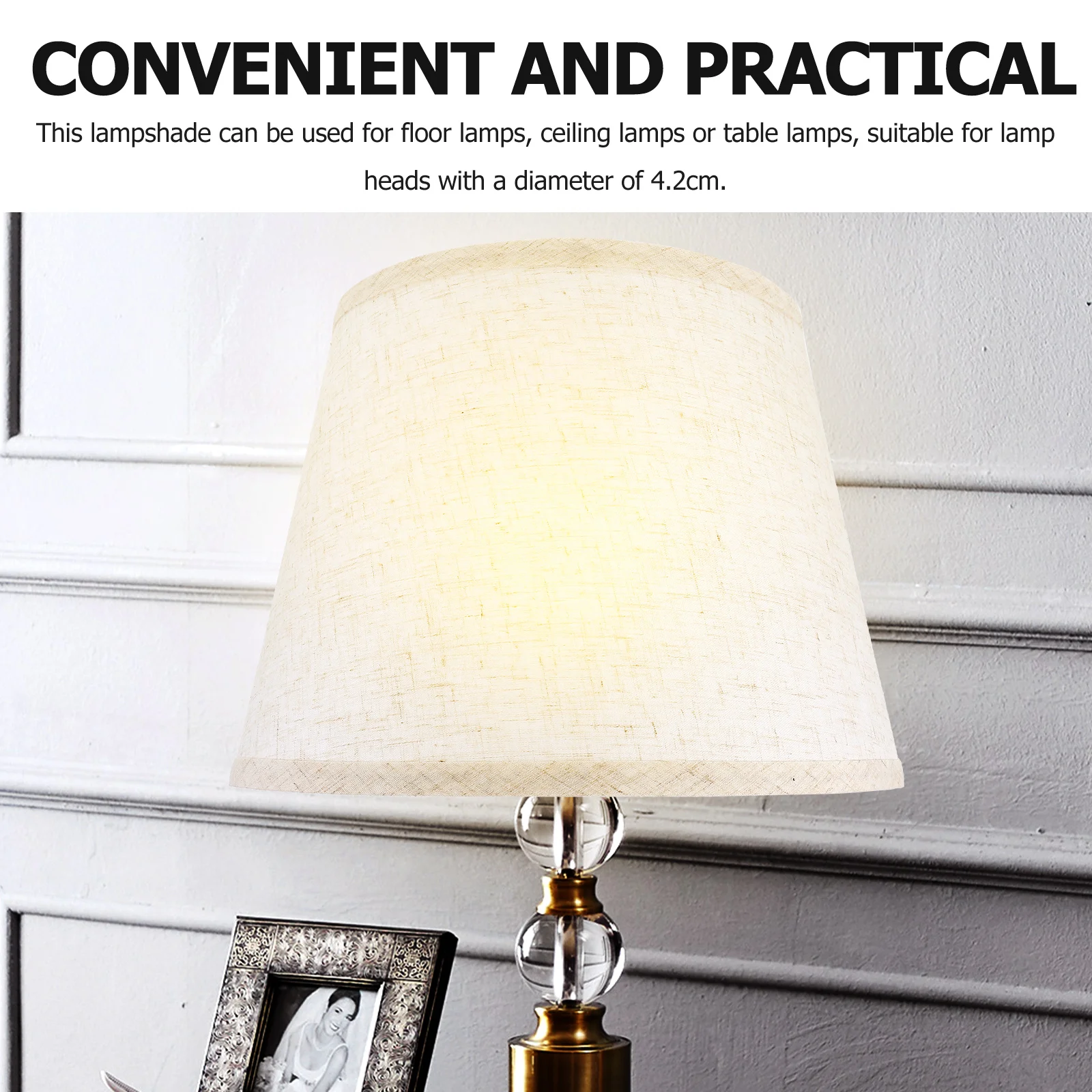 

Detachable Lampshade 4.2cm Diameter Linen Cloth for Floor Ceiling Table Lamps Small Drum Shade Replacement Accessories