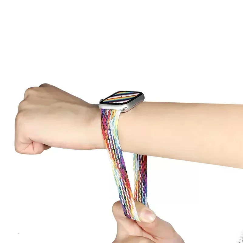 Nylon Strap for Apple Watch Band 40mm 41mm 44mm 45mm 42mm 49mm Elastic Braided Loop bracelet iWatch Ultra Serie 9 8 7 6 SE 5 4 3