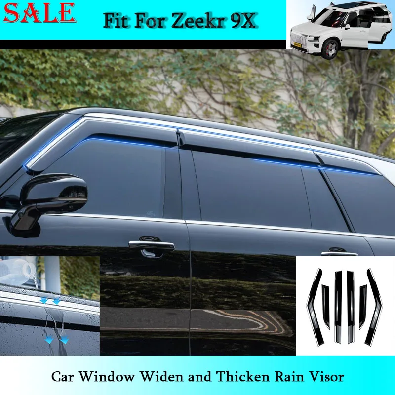 Fit for Zeekr 9X 2025 2026 Car Window Widen and Thicken Rain Visor Automobile Black Knight Exterior Protection Accessories