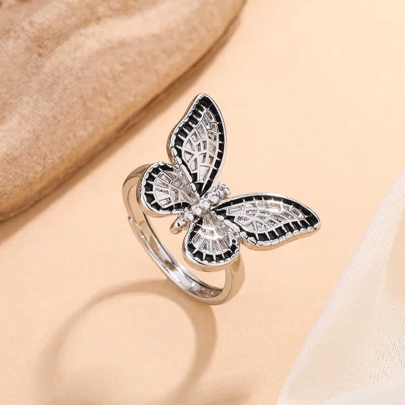 925 Sterling Silver Rings for Women Couple Minimalist Handmade Buterfly Zircon Ring Fine Jewelry Gift Prevent Allergy