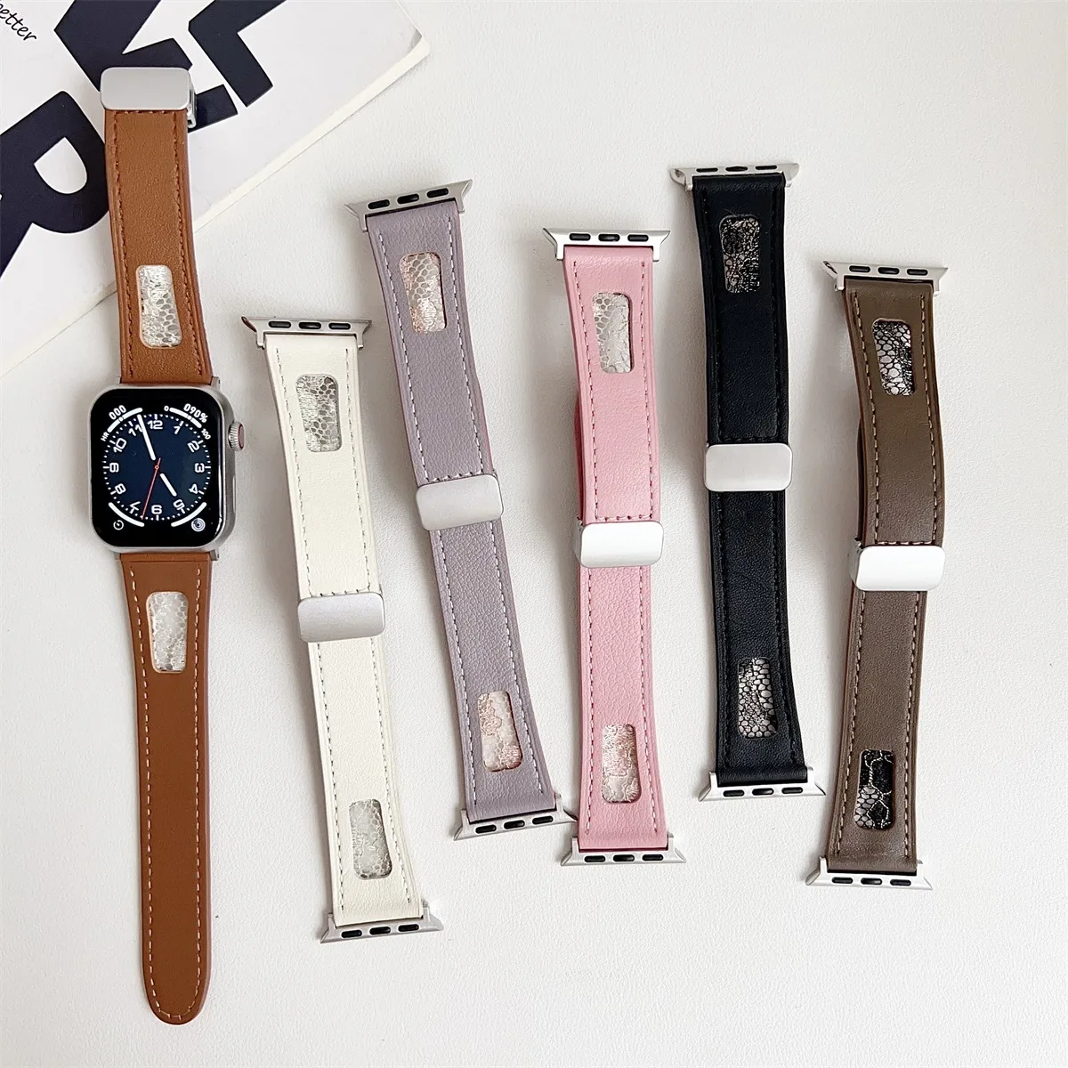 Watch Band For iWatch 42/44/45/46/49mm 38/40/41mm PU Leather Fashion Watch Strap For Watch Series Ultra2 Series 10/9/8/7/6/5/4/3/2/1_voghion.com