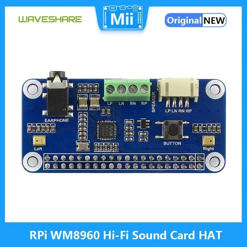 Raspberry Pi WM8960 tarjeta de sonido Hi-Fi HAT con altavoz compatible con codificación estéreo decodificación grabación de reproducción Hi-Fi para RPI 3B 3B + Zero W