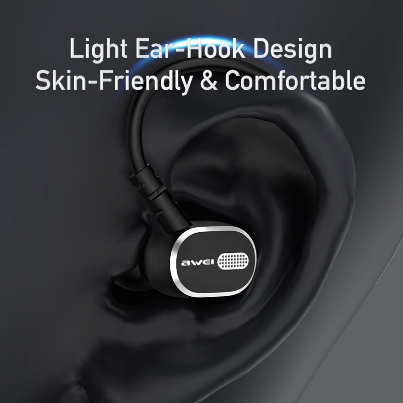 Awei TC-6 Headphone Type-c Kabel USB C Headphone Noise Cancelling Headset Warna Hitam untuk Semua Headphone Olahraga Grosir