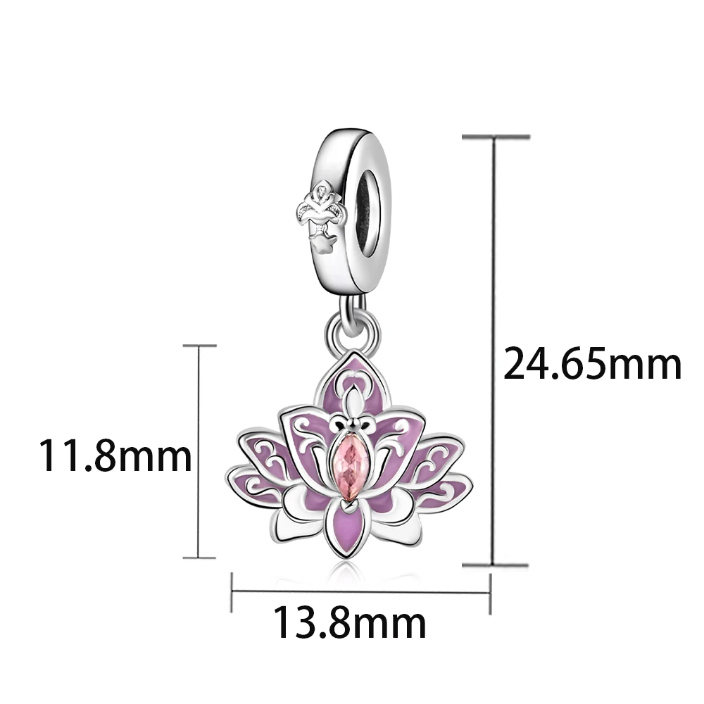 2025 Original Flower Series Silver Plated Lily of the Valley,Lotus,Iris Dangle Charm Fit Pan Bracelet for Women DIY Jewelry Gift