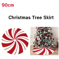 90cm Red Merry Christmas Tree Skirt Holiday Party Xmas Santa Tree Skirt Mat Christmas Tree Carpet Base Mat Navidad Decoration