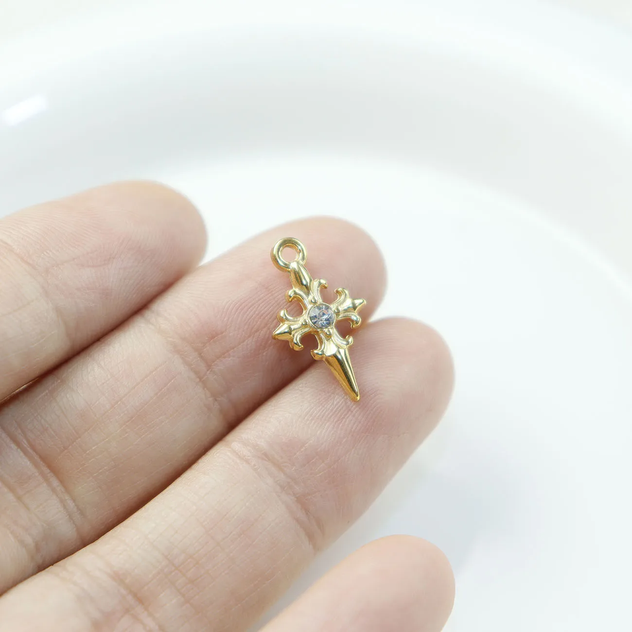 5pcs  Stainless Steel Cross Star Fashion Jewelry Accessory Charms DIY Handcraft Vacuum Plate Waterproof Antiallergic