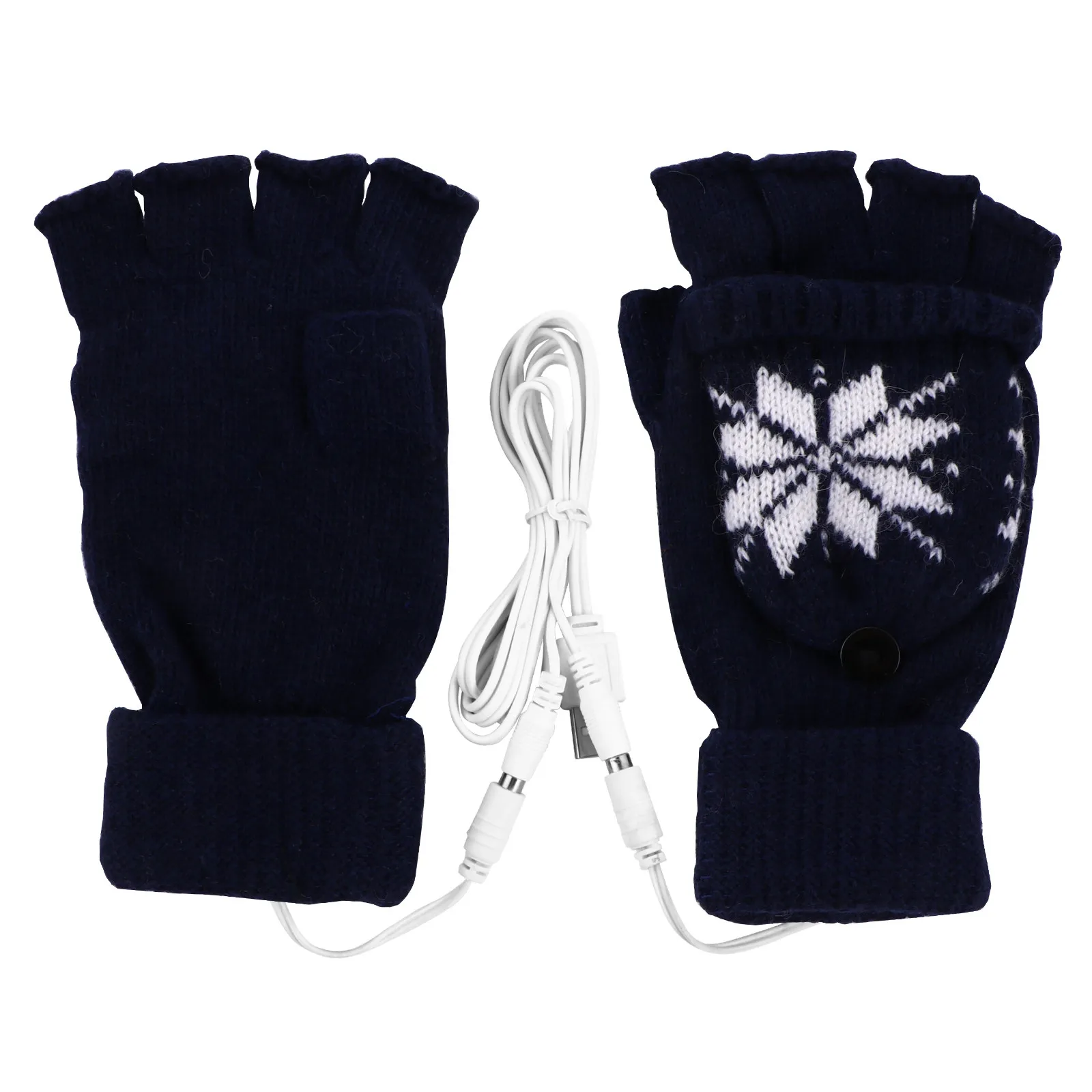 

1Pair Warm Knitting Gloves USB Heated Mitten for Cold Weather Protection Half Finger Touch Screen Operation Soft Flexible Wool
