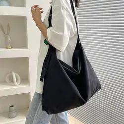 Bolsos de lona de gran capacidad para mujer, bolso de mano de tela de algodón grueso para libros, bolso cruzado sólido, bolso de viaje grande para damas