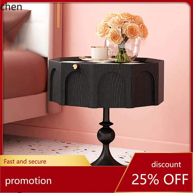 

HT Checkerboard Small Side Cabinet Solid Wood Vintage Creative Home Sofa Side Table Bedside Cabinet Bedroom Storage Cabinet