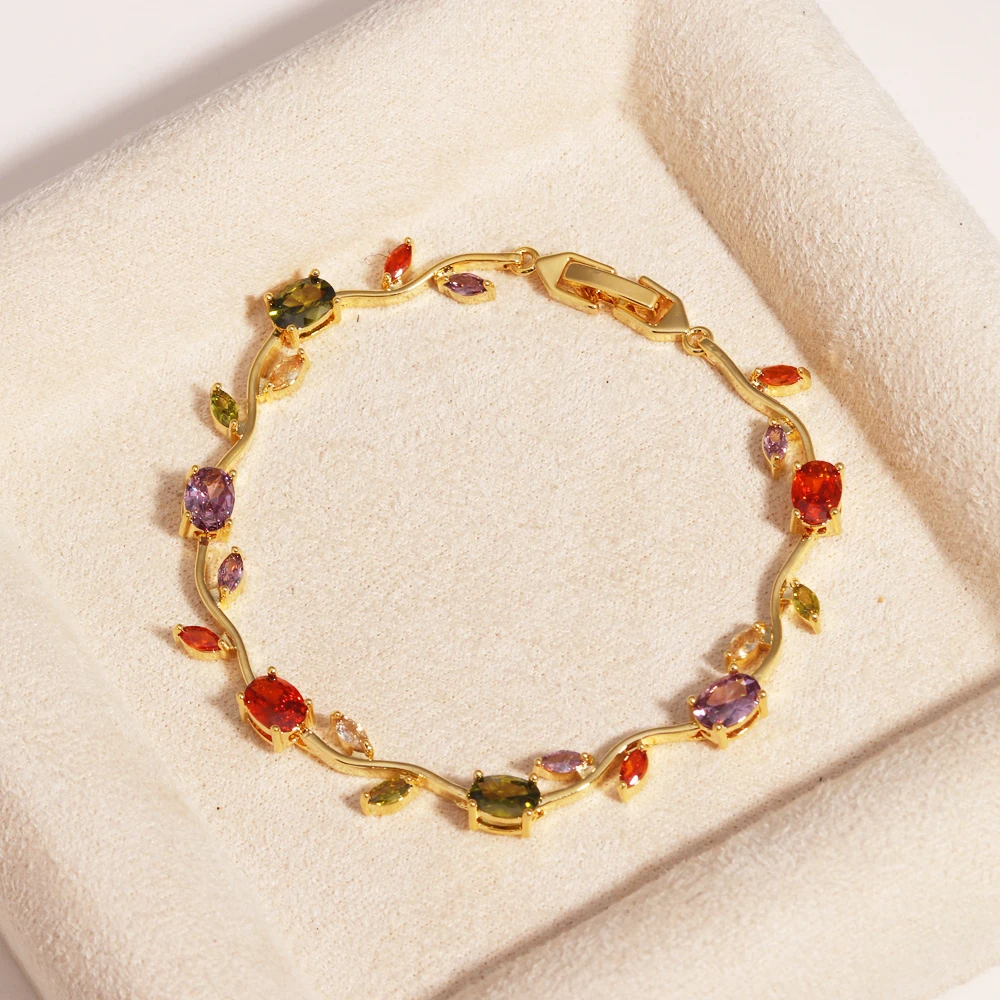 Tulpenrosa Zirkonia-Handgelenkskette mit Rankenblumen, süßes und romantisches Metallarmband für Damen, Schmuck, Hochzeitsgeschenk