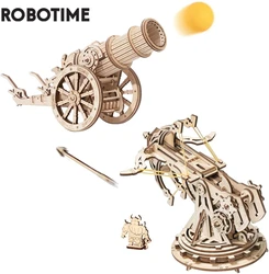 Robotime-rompecabezas de madera 3D para niños, adolescentes y adultos, juego de armas de asedio Medieval, conjunto de montaje, juguete de estrategia de guerra KW401 KW801