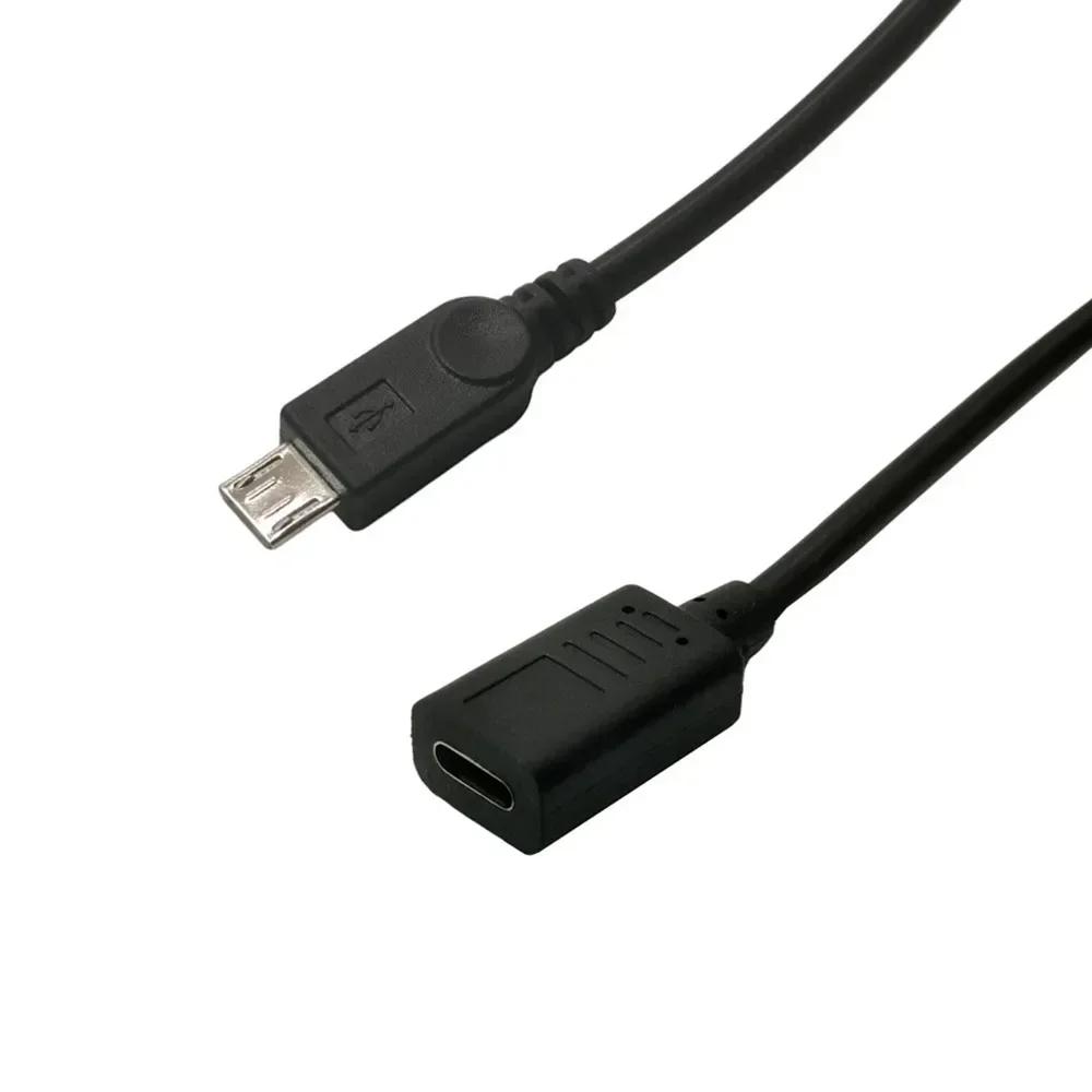 Kabel Micro USB męski na USB C żeński V8 do typu C żeński Przewód do synchronizacji danych Ładowanie Cabo do smartfona w górę i w dół w lewo i w prawo pod kątem 25 cm