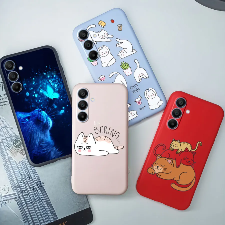 A15 Funda Cartoon Cat Cover For Samsung Galaxy A15 4G 5G Phone Case Silicone Funny TPU For Samsung A15 A 15 A155F A156E Case