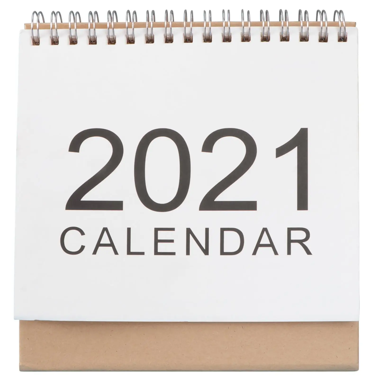 

2021 Table Desk Calendar Paper Tear Resistant 360 Degree Page Turning Double Metal Ring Monthly Planner