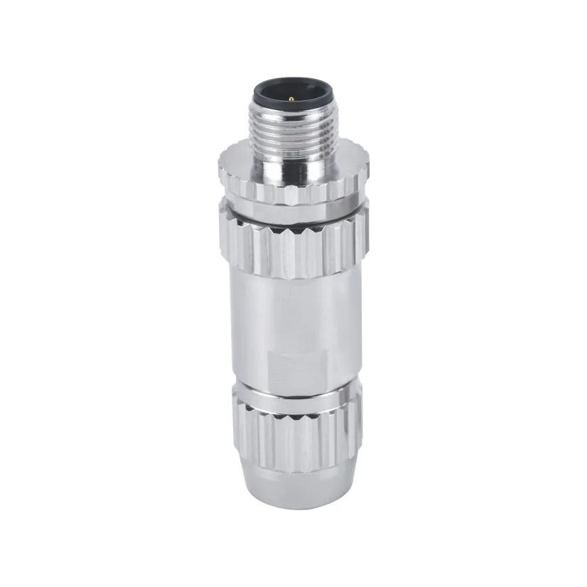M12 D-Code 4Pin Male Field Wireable (assembly Type) Connector Screw Connection 4.0-7.0 mm Cable Outlet, 360 Degree