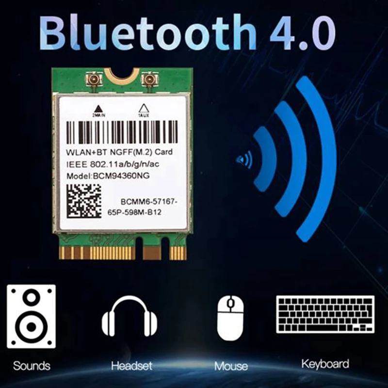 Dual Band 1200Mbps BCM94360NG WiFi Card for MacOS Hackintosh 802.11Ac Bluetooth 4.0 Wireless Adapter Network Lan Card