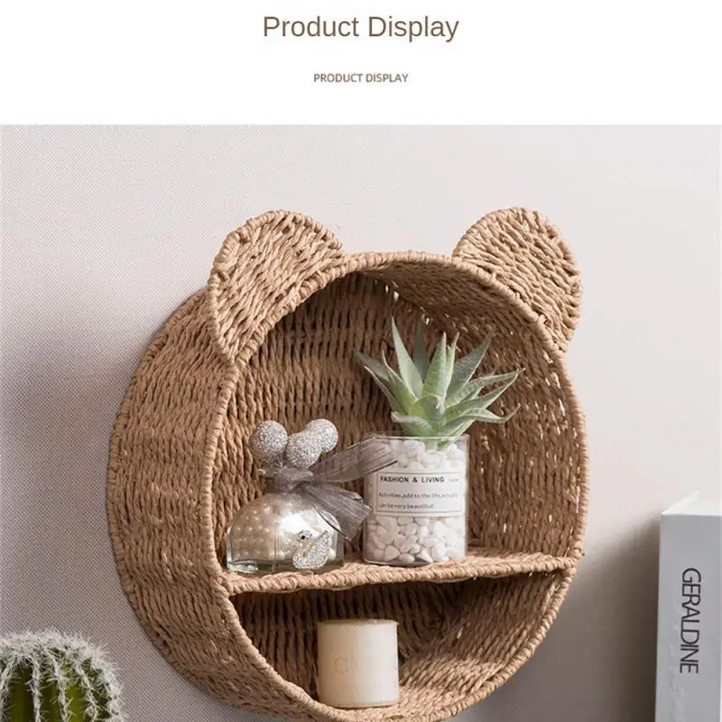 Wall Baskets Hanging Basket Shelf Rattan Storageorganizer Shelves Divided Planter Woven Floating Rustic Wicker Vanity