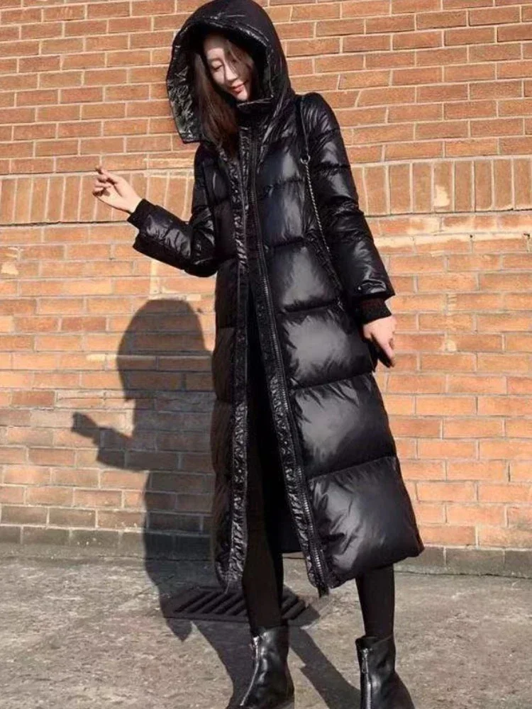 2023 Winter Black Women Hooded Parkas X-long Jackets Casual Thick Warm Windproof Coat Female Outwear Streetwear Oversize 4XL