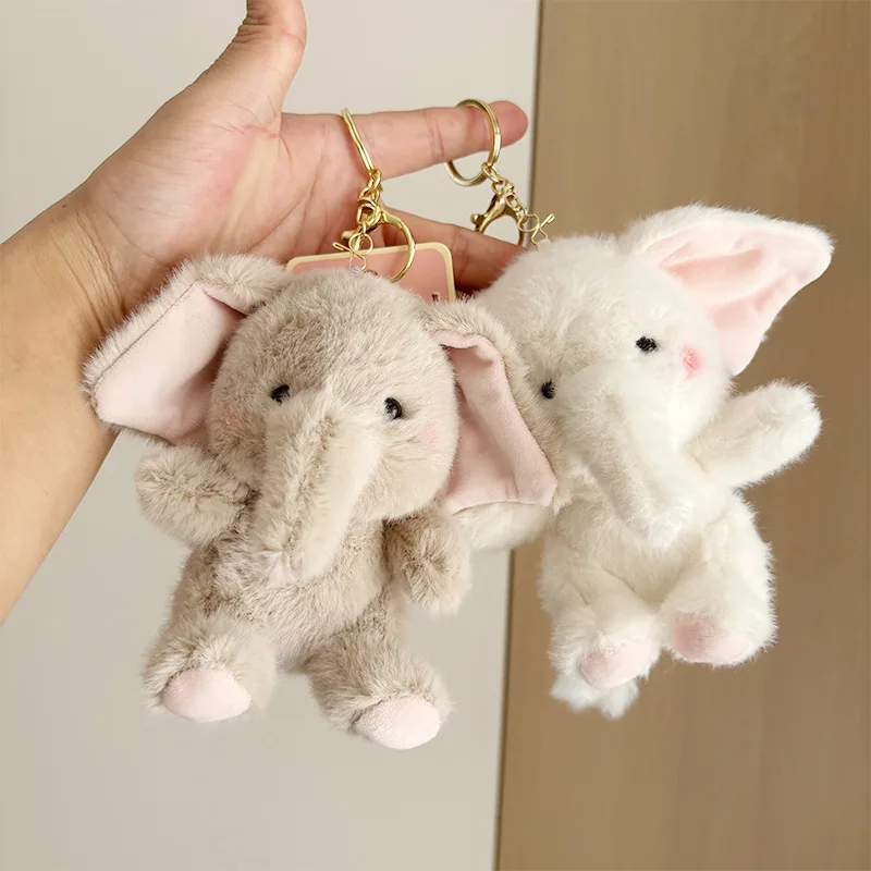Llavero de Peluche con Forma de Elefante de Dibujos Animados para Niños, Muñeco de Peluche con Orejas Grandes, Juguete de Peluche para Niños, Muñeco de 12 cm, Regalo
