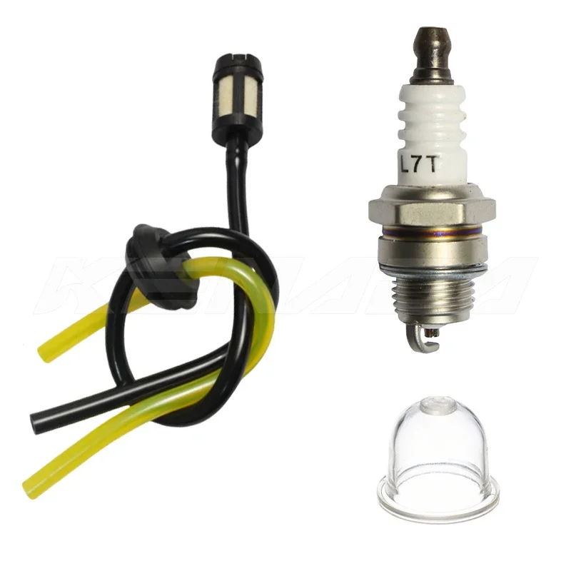 Tune Up Kit 2 Stroke Engine L7T Spark Plug Fuel Line Filter Primer Bulb For 33-52cc Chainsaw Trimmer Pocket Bike ATV Quad