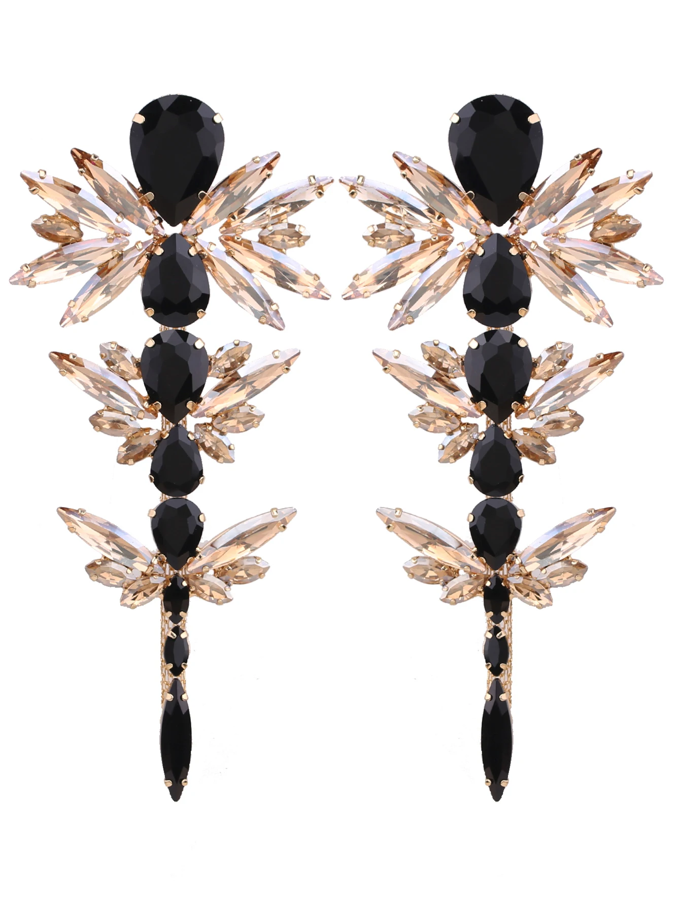 

Elegant Dragonfly Rhinestone Earrings Animal Geometric Inlaid Earing Rhinestone Fashion Wind Copper Claw Earring For Women Party