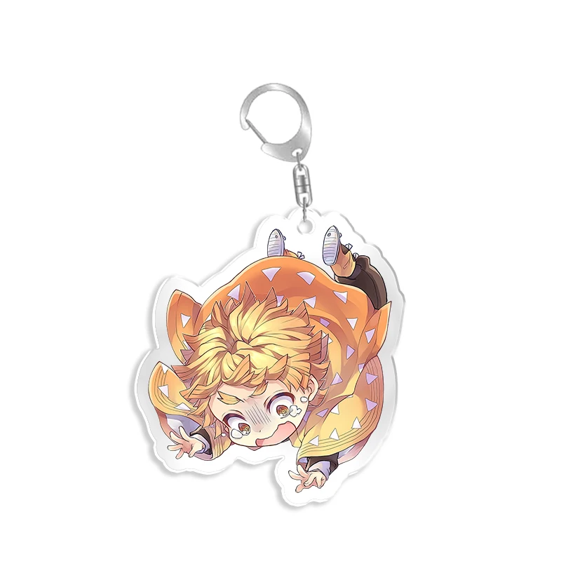 Demon Slayer Kimetsu No Yaiba Key Chain Anime Figure Acrylic Keychain Agatsuma Zenitsu Double Sided Coating Printing keyring