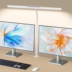 Stepless Dimming LED Desk Lamp, 3 Cores, Lâmpadas de Mesa para Home Office, Memória Ajustável, Luz com Grampo, Controle de Toque