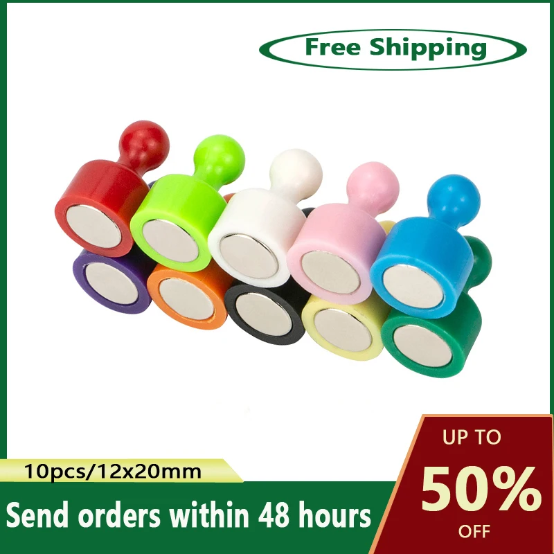 Super Forte Neodímio Magnético Pushpins, Sucker, Thumbtack, Frigorífico Ímãs, Push Pin, Geladeira, Whiteboard, DIY, 12x20mm