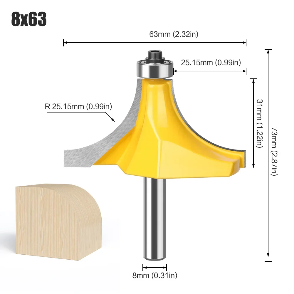 

8-handle large diameter 53,63mm rounded corner cutter woodworking milling cutter chamfering cutter trimming machine tool head