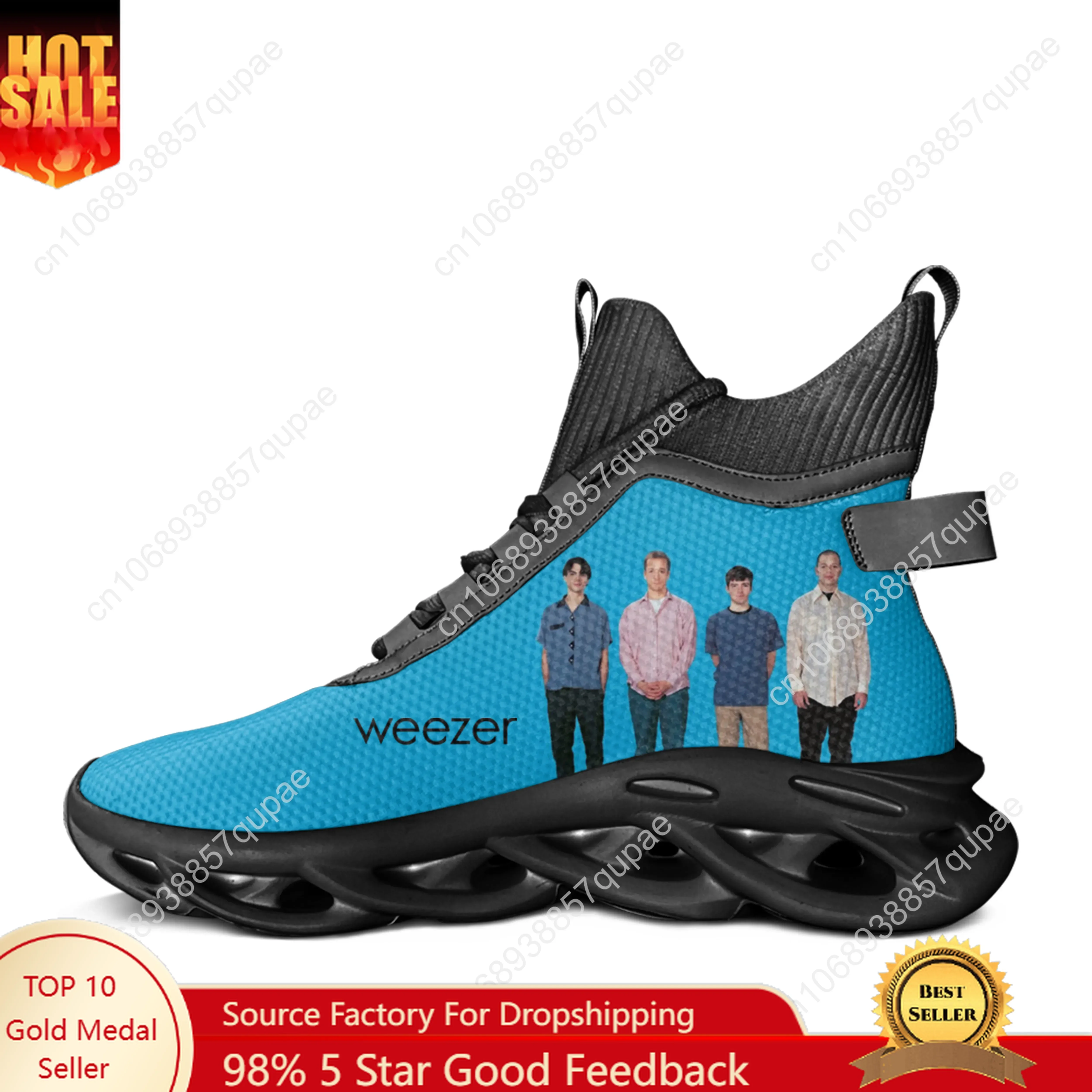 

Weezer High Top Flats Sneakers Pop Rock Band Mens Womens Sports Running Shoes Quality Sneaker Lace Up Mesh Footwear Custom Shoe