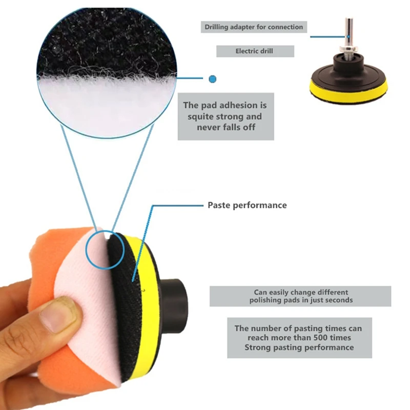 NCSMT 6pcs/Set Car Polishing Sponge Pads Kit M10 Foam Pad Buffer Kit Polishing Machine Wax Pads 4 Inch for Removing Scratch