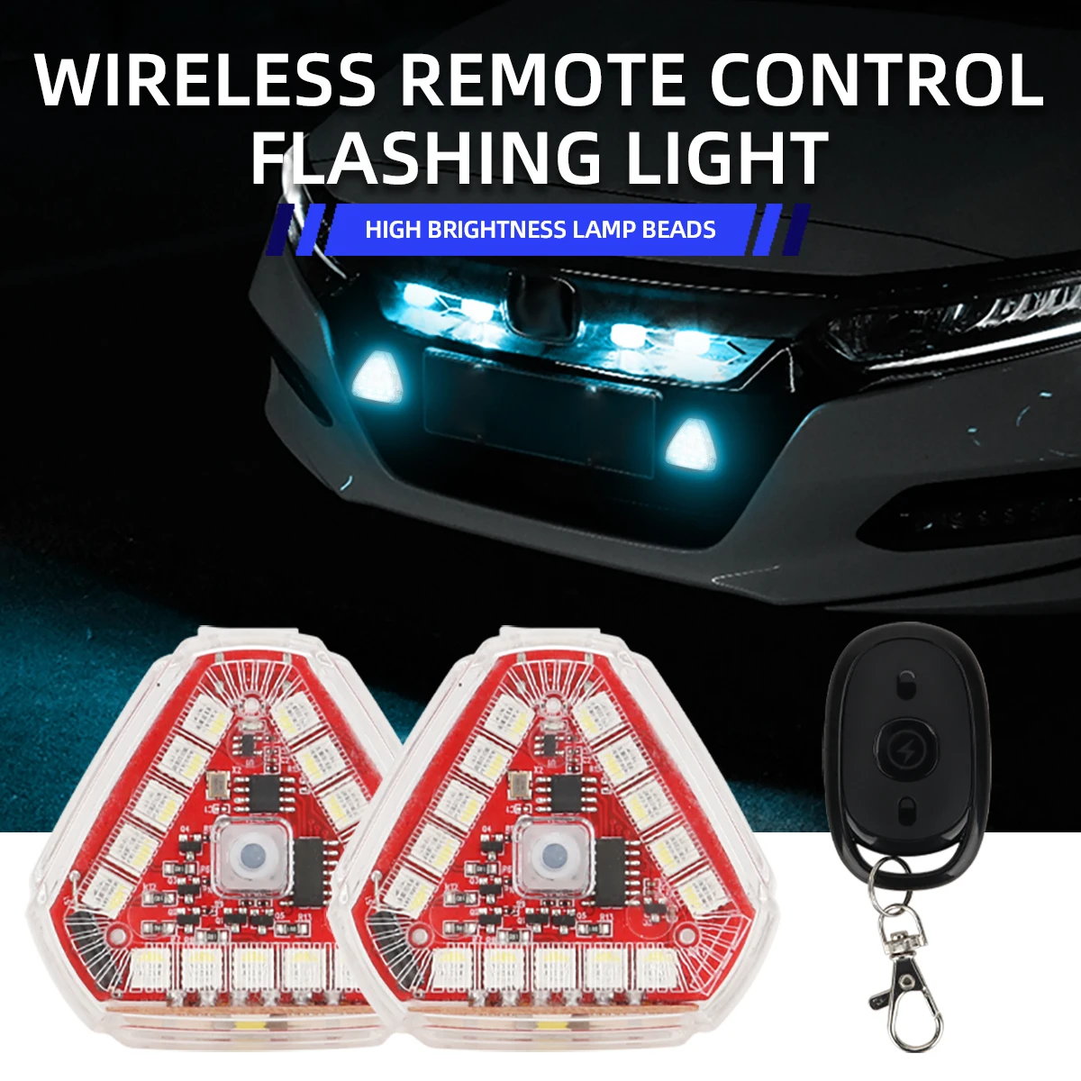 

1Set Car Flash Light Motorcycle Strobe Led Warning Lamp Anti-Collision Wireless Waterproof Remote Control For Drone Bike Outdoor